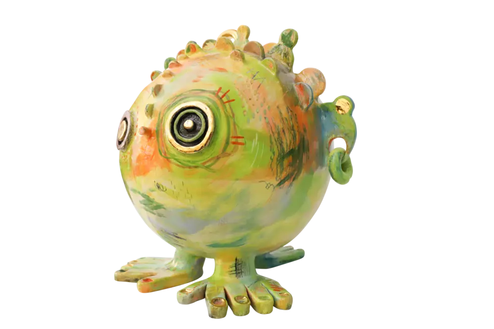 Handgemachte Keramikskulptur - Goldfolien